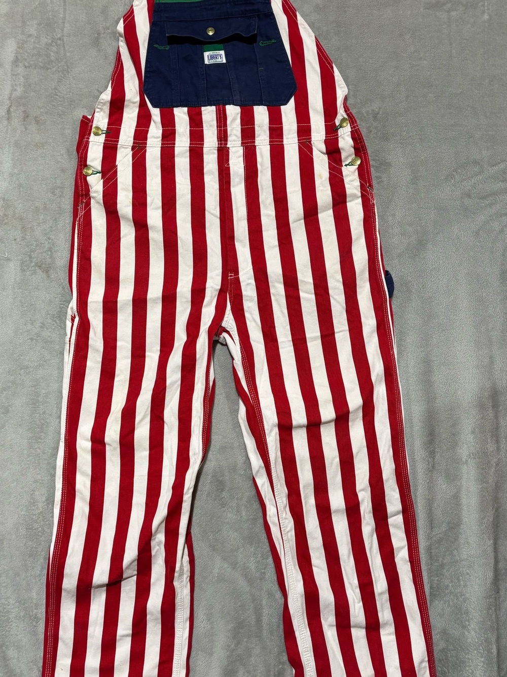 LIBERTY Bib Overalls American Flag Mens 36x32 Red White Blue Patriotic Print USA